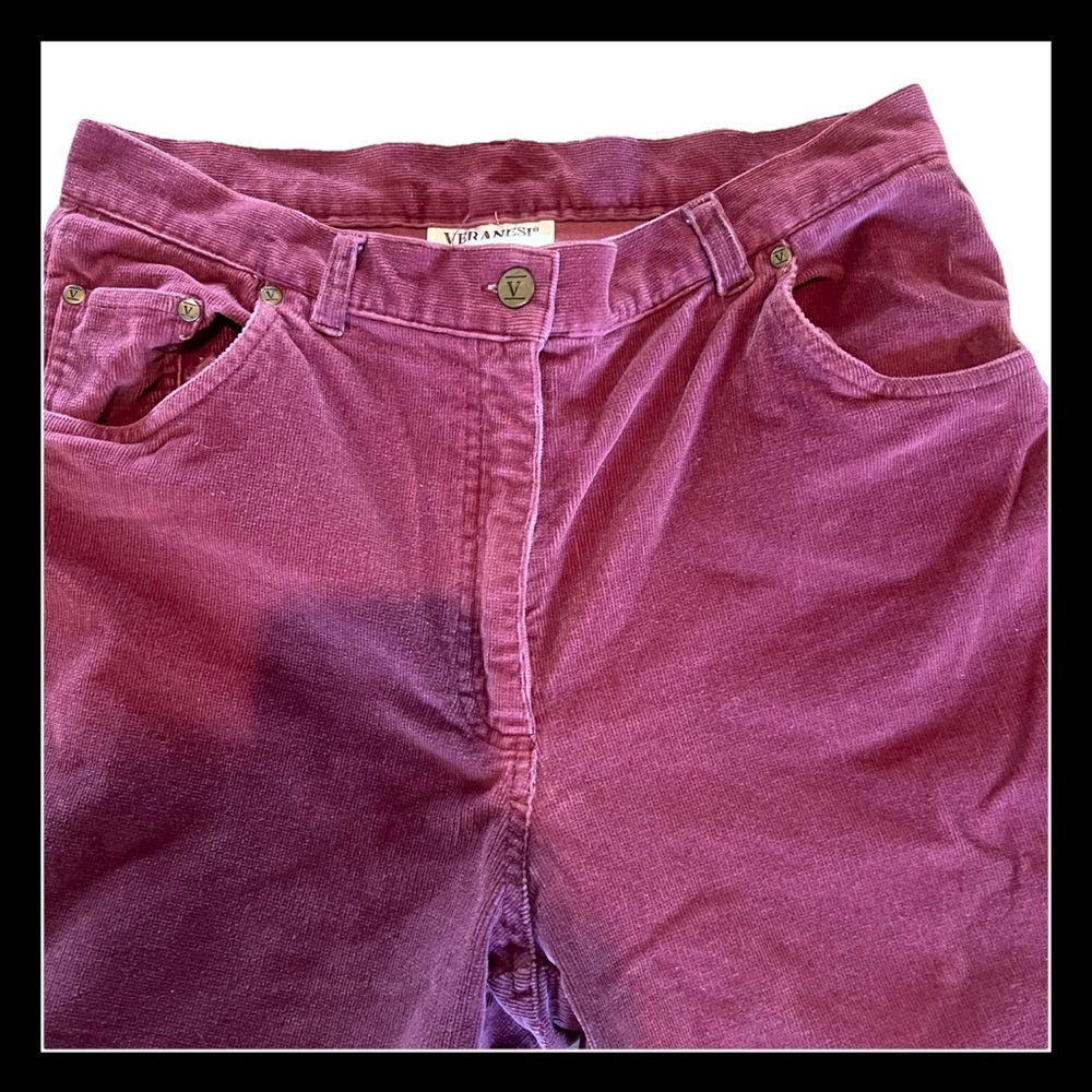 VTG Veranesi Brushed Corduroy Boot Cut Burgundy Pants Women’s 14 Western Boho - Picture 3 of 7